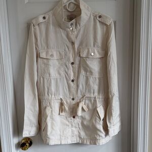 NWT LOFT Cream Utility Jacket with Drawstring Waist